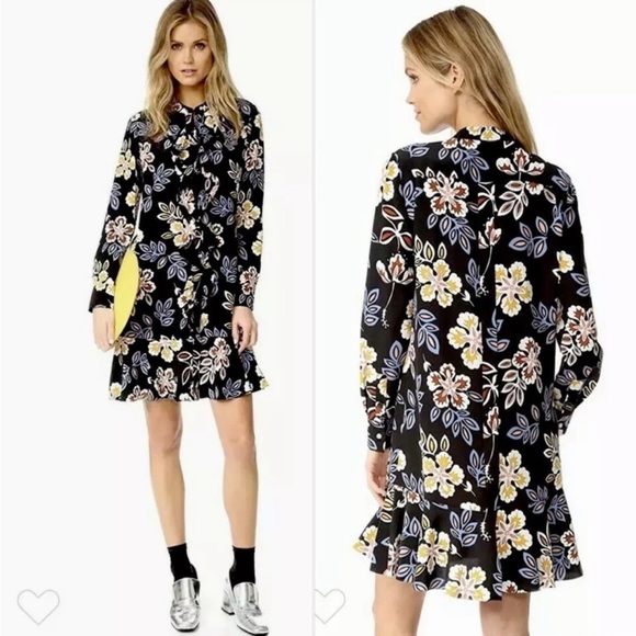 TORY BURCH Floral Jane Black Hopewell Bohemian Shirtdress - Picture 2 of 10